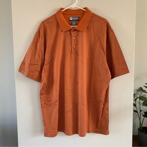Orange Polo Shirt Striped Short Sleeve Jos A Bank Mens Size XL Leadbetter Golf
